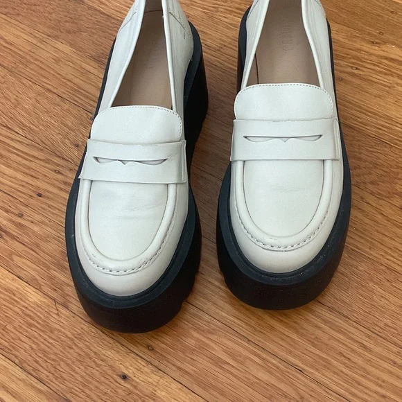 Platform Penny Loafers in Cream with Black Sole - Picture 4 of 5